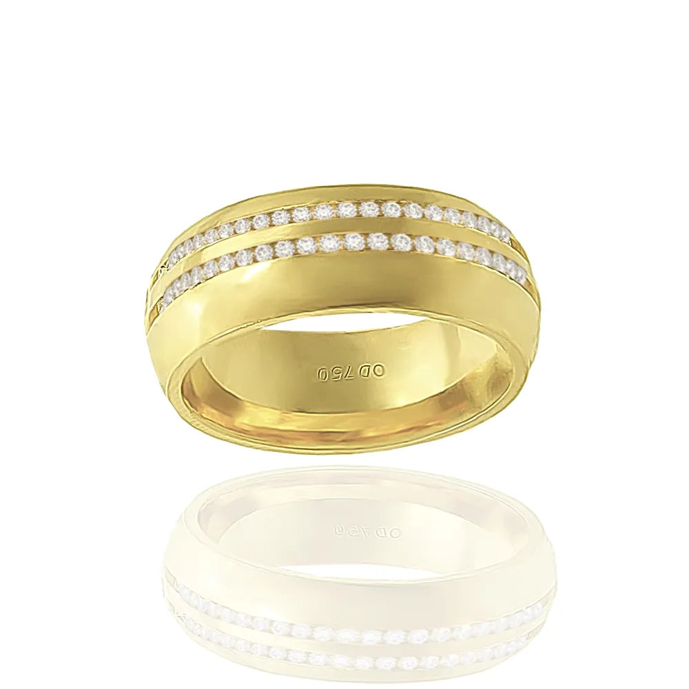 Aliança Individual Trabalhada 8mm com Diamantes Ouro 18k 750 Peso Médio 11g - AT29