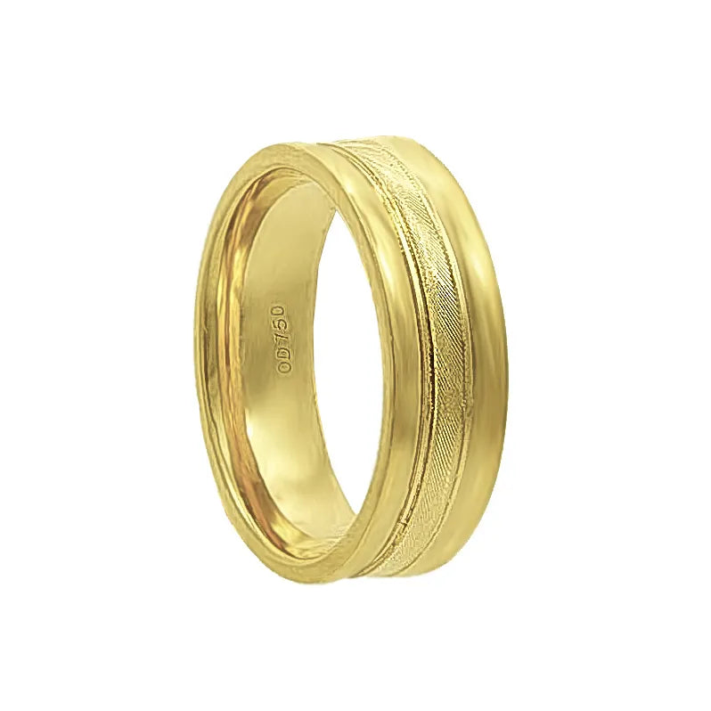Aliança Individual Trabalhada 6mm Ouro 18k 750 Peso Médio 7g - AT18