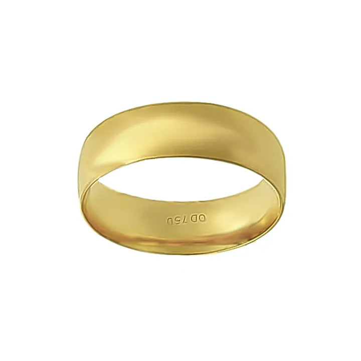 Aliança Individual Clássica 6mm Ouro 18k 750 Peso Médio 6g - AAL16