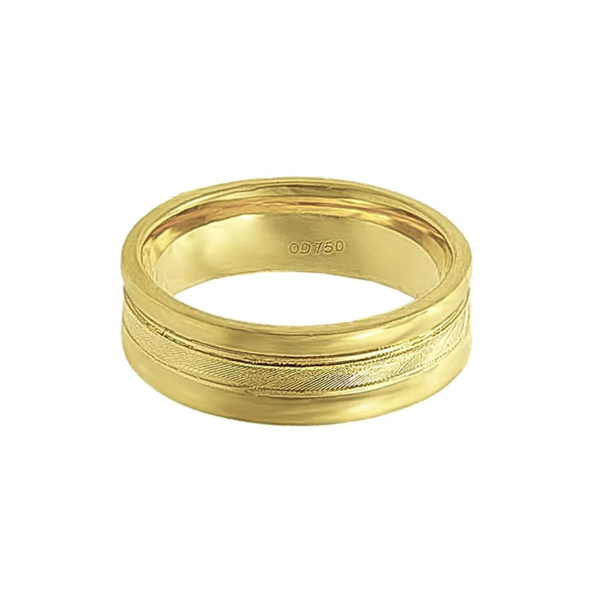 Aliança Individual Trabalhada 6mm Ouro 18k 750 Peso Médio 7g - AT18
