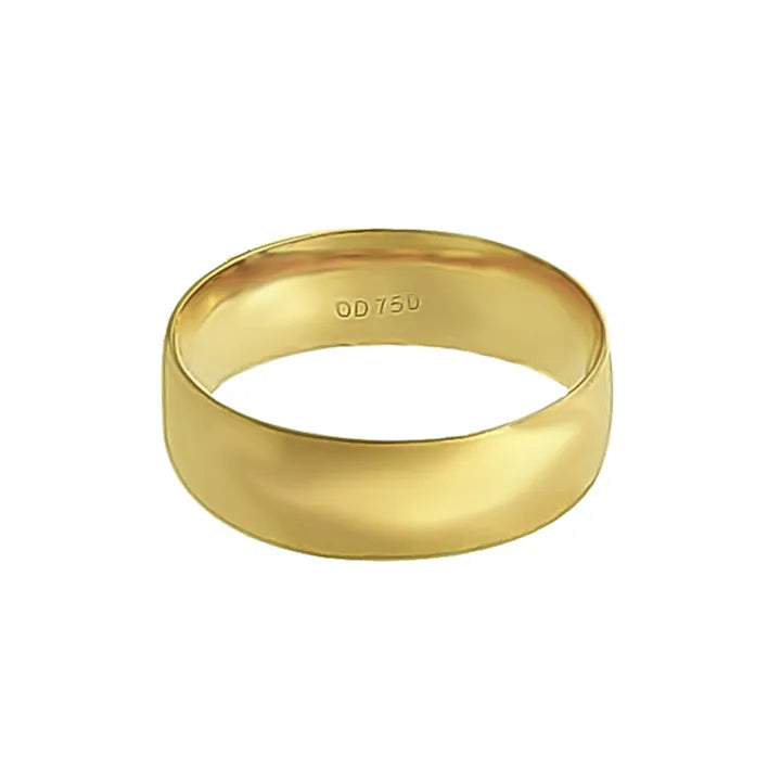 Aliança Individual Clássica 6mm Ouro 18k 750 Peso Médio 5g - AAL15