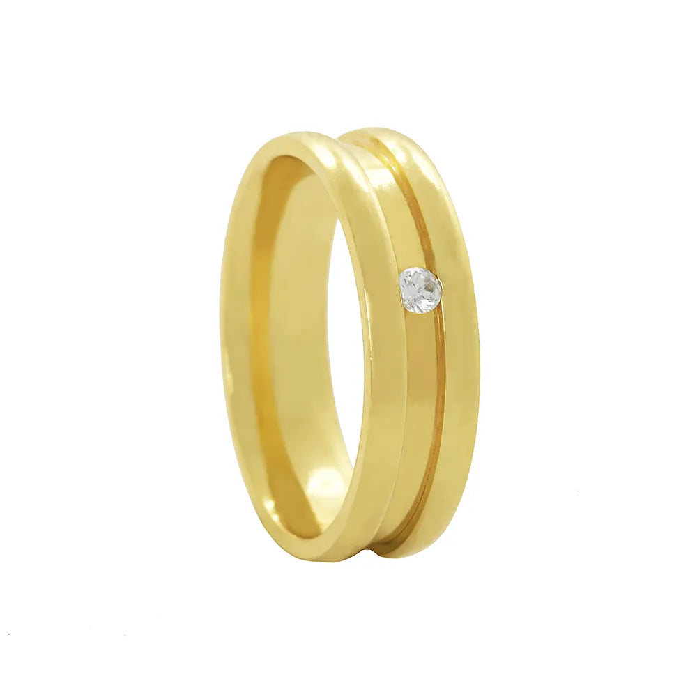 Aliança Individual Trabalhada 6mm com Diamante Ouro 18k 750 Peso Médio 7g - AT17