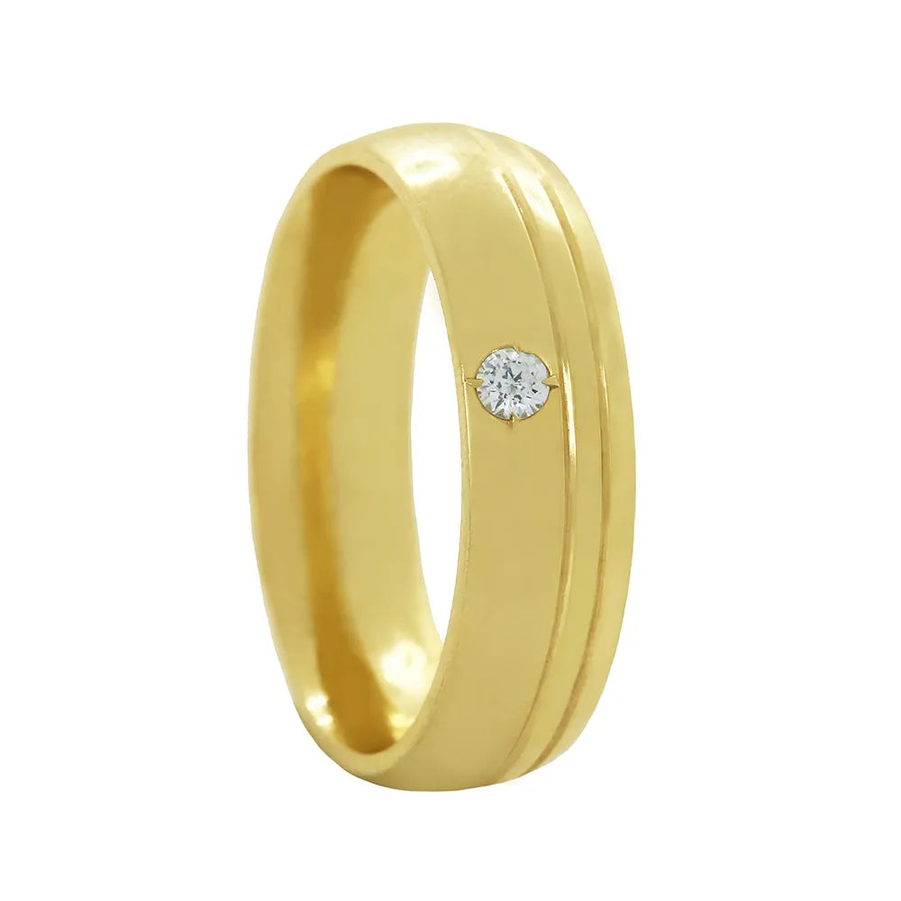 Aliança Individual Trabalhada 6mm com Diamante Ouro 18k 750 Peso Médio 9g - AT20