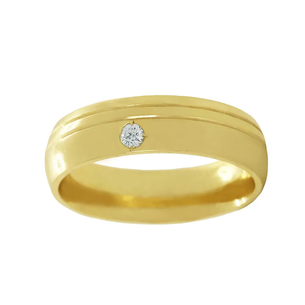 Aliança Individual Trabalhada 6mm com Diamante Ouro 18k 750 Peso Médio 9g - AT20