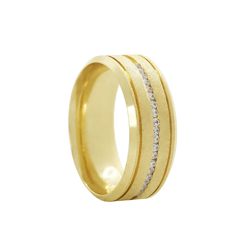 Aliança Individual Trabalhada 8mm com Diamantes Ouro 18k 750 Peso Médio 9g - AT30
