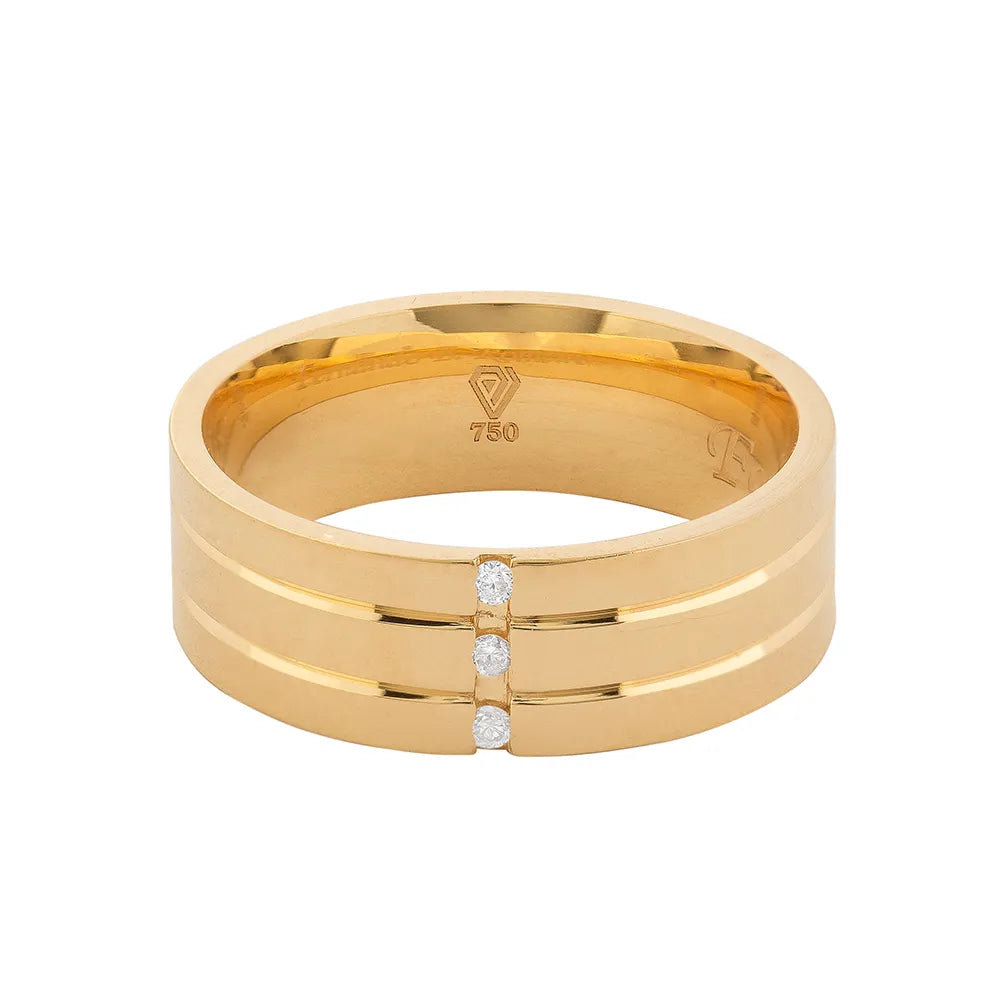 Aliança Individual Trabalhada 6mm com Diamantes Ouro 18k 750 Peso Médio 7g - ART6