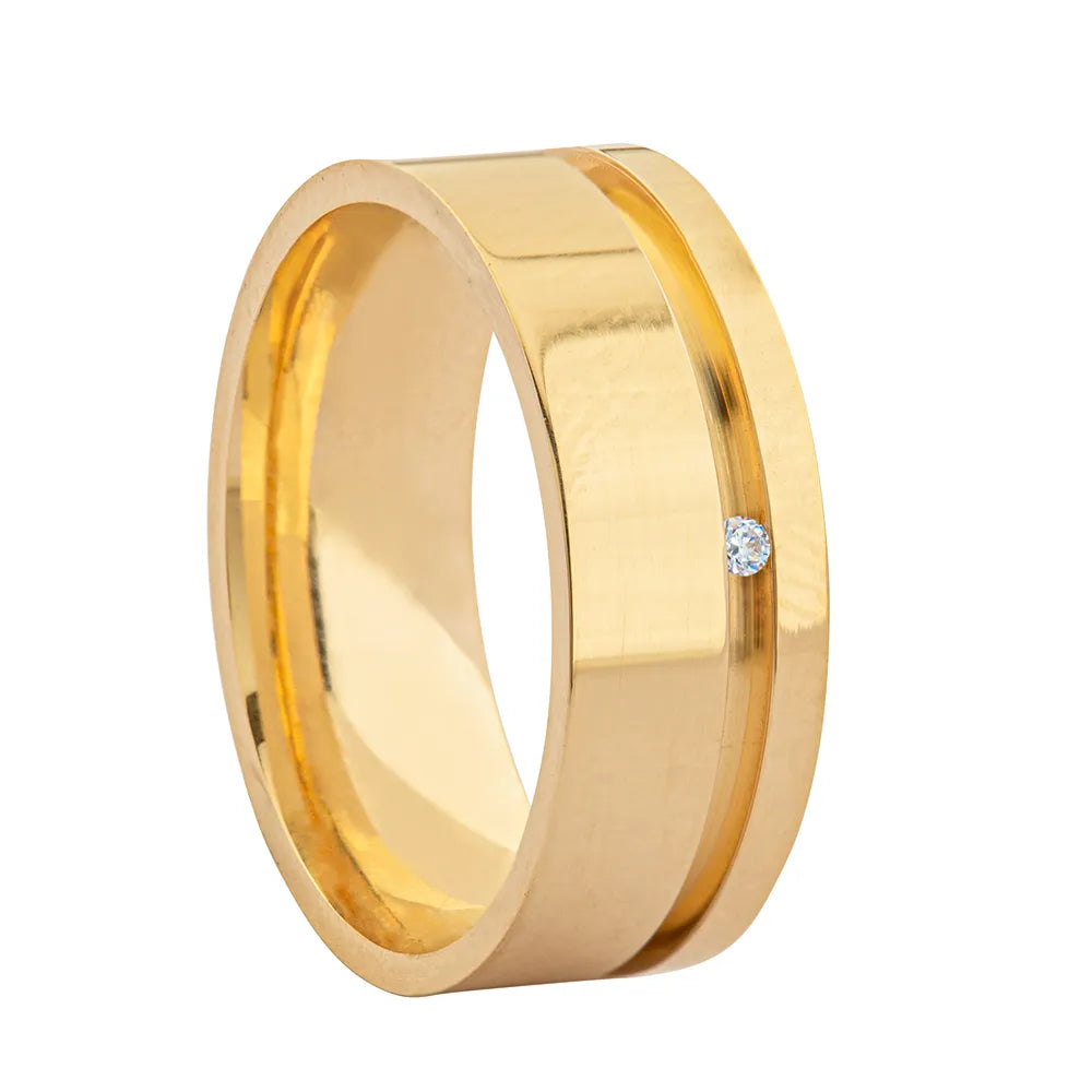 Aliança Individual Trabalhada 7mm com Diamante Ouro 18k 750 Peso Médio 7,5g - ART4