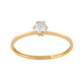 Anel Solitário com Zircônia 4mm Ouro 18k 750
