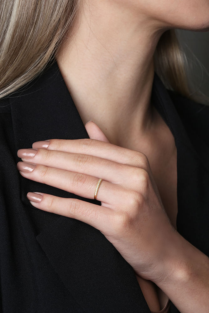 Anel Aparador 18 Diamantes Ouro 18k 750