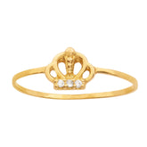 Anel Infantil Coroa Zircônias Ouro 18k 750