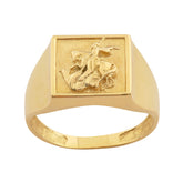 Anel Quadrado São Jorge Fosco e Liso Ouro 18k 750