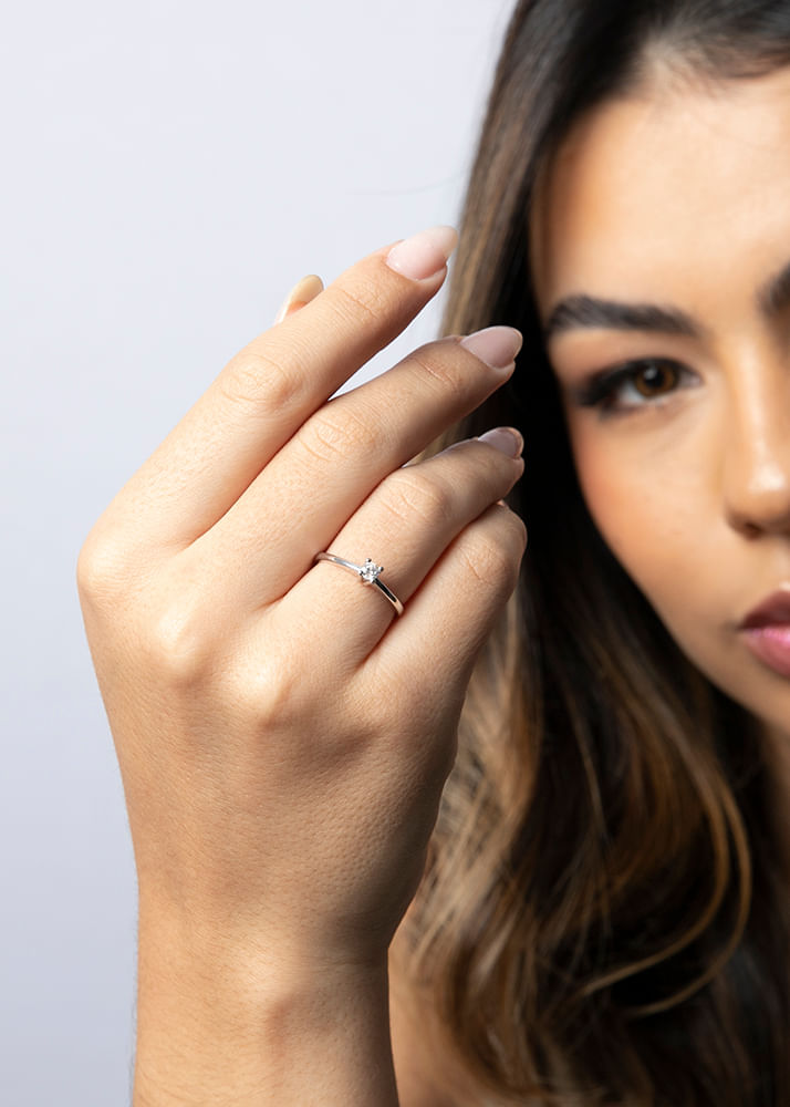 Anel Solitário Clássico Diamante 0,15 ct Ouro 18k 750