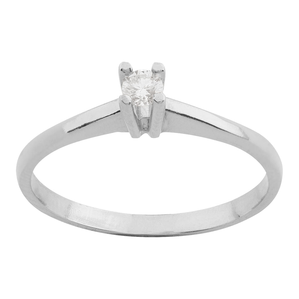 Anel Solitário Clássico Diamante 0,15 ct Ouro 18k 750