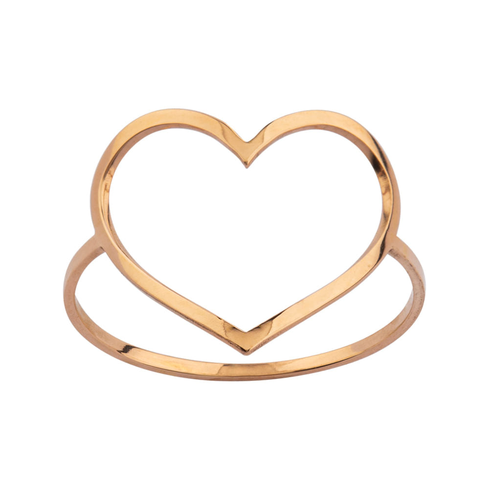 Anel Coração Vazado Ouro Rosé 18k 750