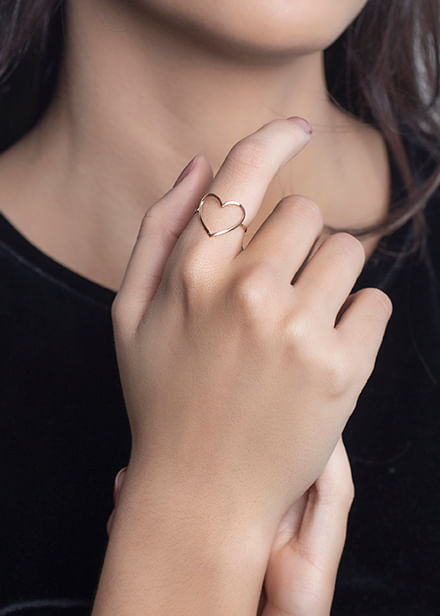 Anel Coração Vazado Ouro Rosé 18k 750