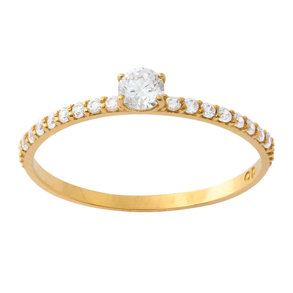 Anel Zircônias Ouro 18k 750