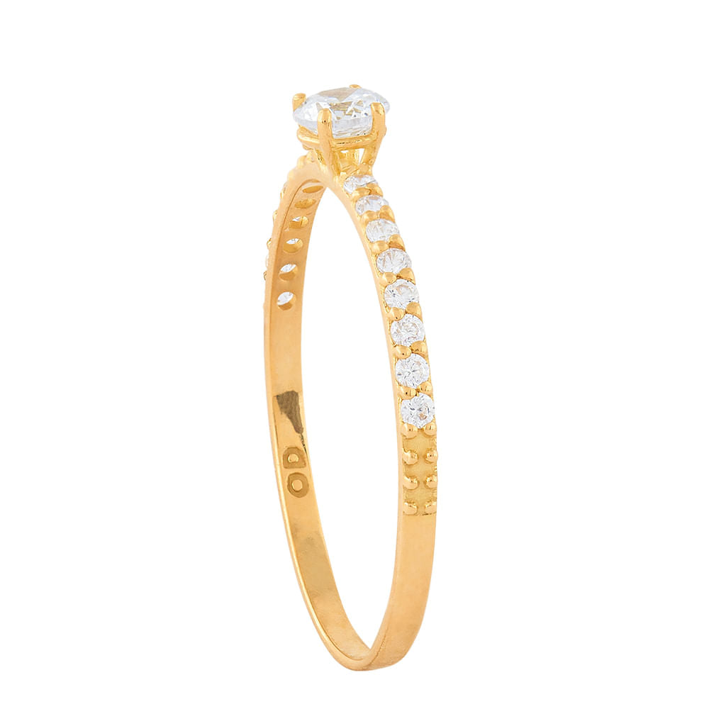 Anel Zircônias Ouro 18k 750