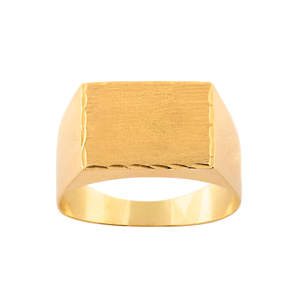 Anel Quadrado Fosco e Liso Ouro 18k 750