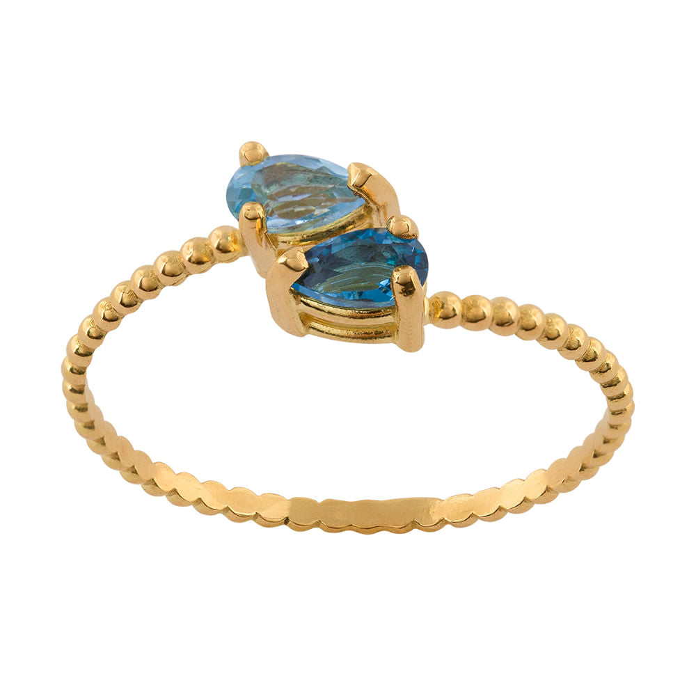 Anel Topázios London e Suíço Ouro 18k 750