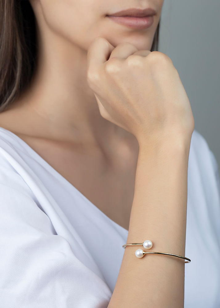 Bracelete Fio Ouro 18k 750 e Pérolas