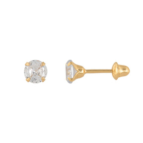 Brinco Infantil Zircônia 4mm Ouro 18k 750