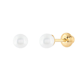 Brinco Infantil Ouro 18k 750 Pérola 3mm