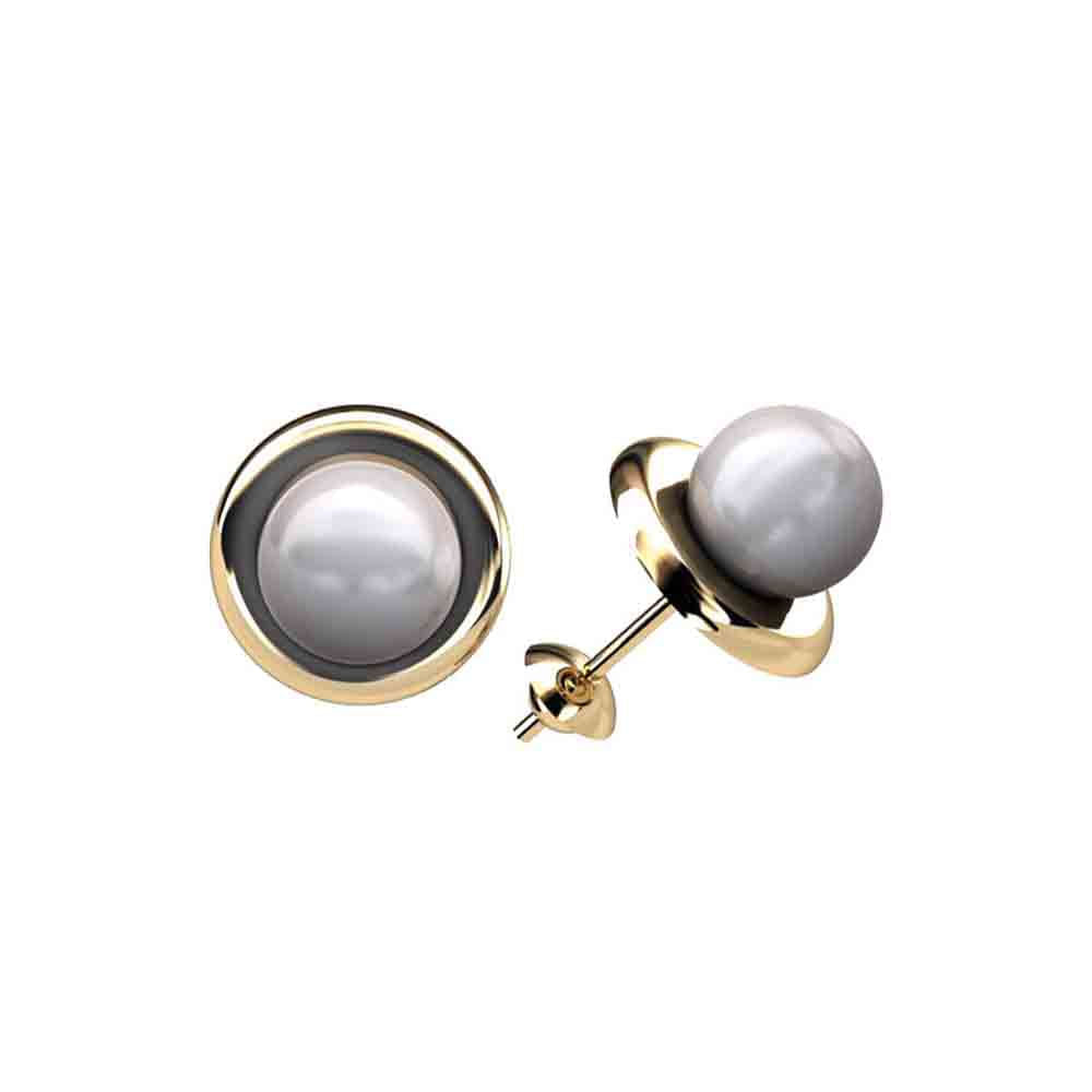 Brinco Pérola Roseta 6mm Ouro 18k 750