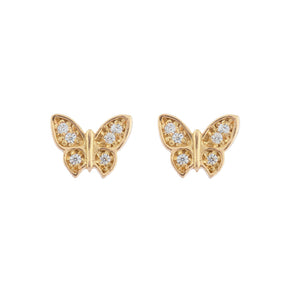 Brinco Borboleta com Zircônias Ouro 18k 750