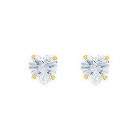 Brinco Coração de Zircônias 5mm Ouro 18k 750