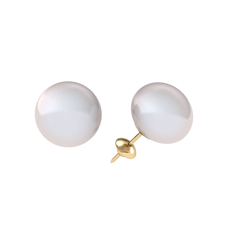 Brinco Pérola Botão 8mm Ouro 18k 750