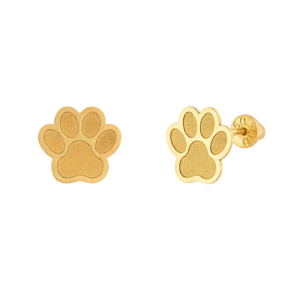 Brinco Pata de Cachorro Ouro 18k 750