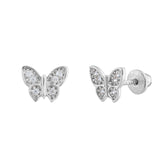 Brinco Borboleta Zircônias Ouro Branco 18k 750