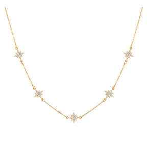 Gargantilha Estrelas com Diamantes Ouro 18k 750