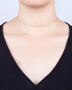 Gargantilha Estrelas com Diamantes Ouro 18k 750