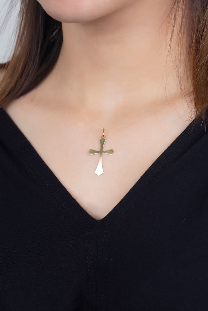 Pingente Cruz Liso Ouro 18k 750