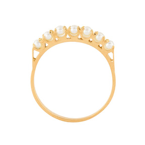 Meia Aliança com Pérolas Ouro 18k 750