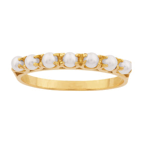 Meia Aliança com Pérolas Ouro 18k 750