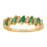 Meia Aliança Esmeralda e 12 Diamantes Ouro 18k 750