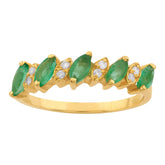 Meia Aliança Diamantes e Esmeraldas Ouro 18k 750