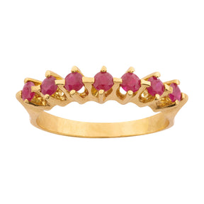 Meia Aliança com Rubis Ouro 18k 750
