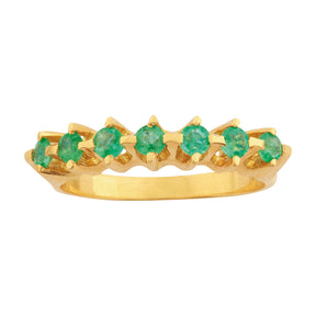 Meia Aliança com Esmeraldas Ouro 18k 750