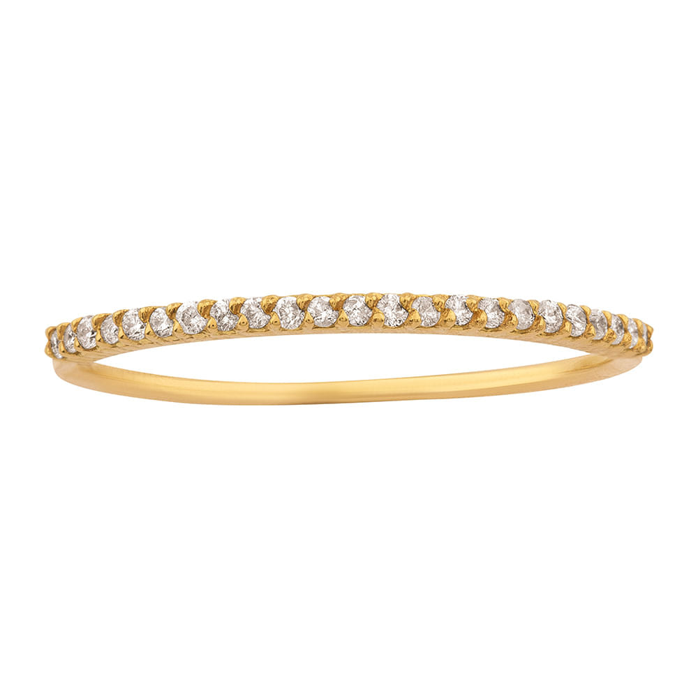 Meia Aliança Ouro 18k 750 com Zircônias