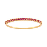 Meia Aliança Ouro 18k 750 com Rubis Sintéticos
