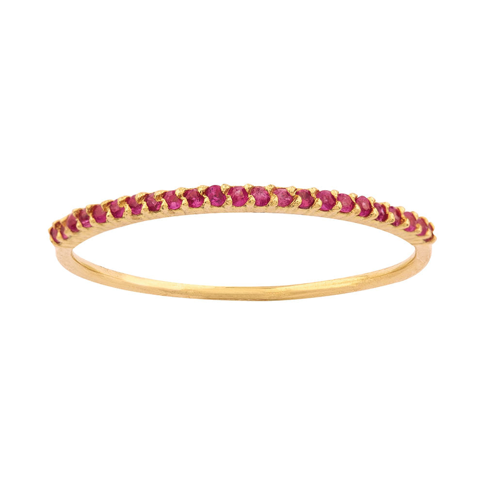 Meia Aliança Ouro 18k 750 com Rubis