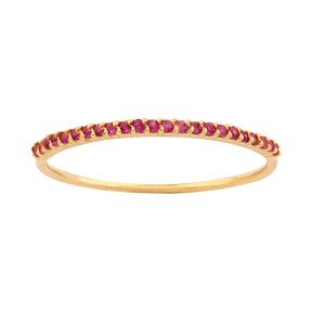 Meia Aliança Ouro 18k 750 com Rubis Sintéticos