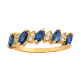 Meia Aliança Safiras com Diamantes Ouro 18k 750