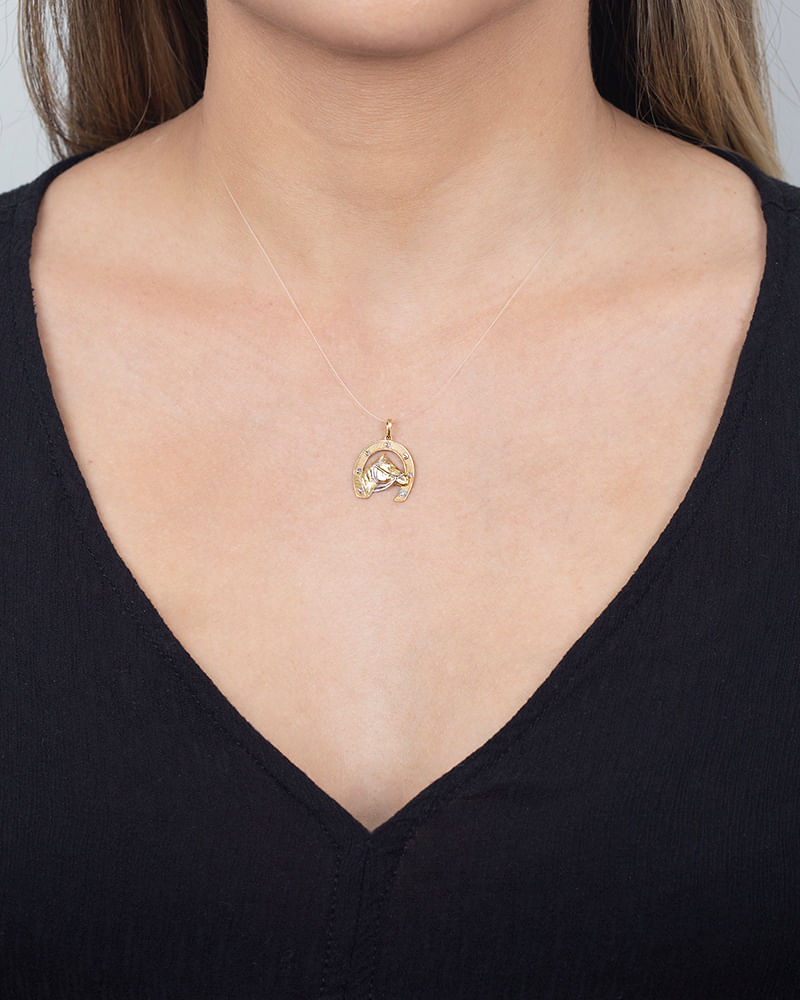 Pingente Ferradura Cavalo Ouro 18k 750