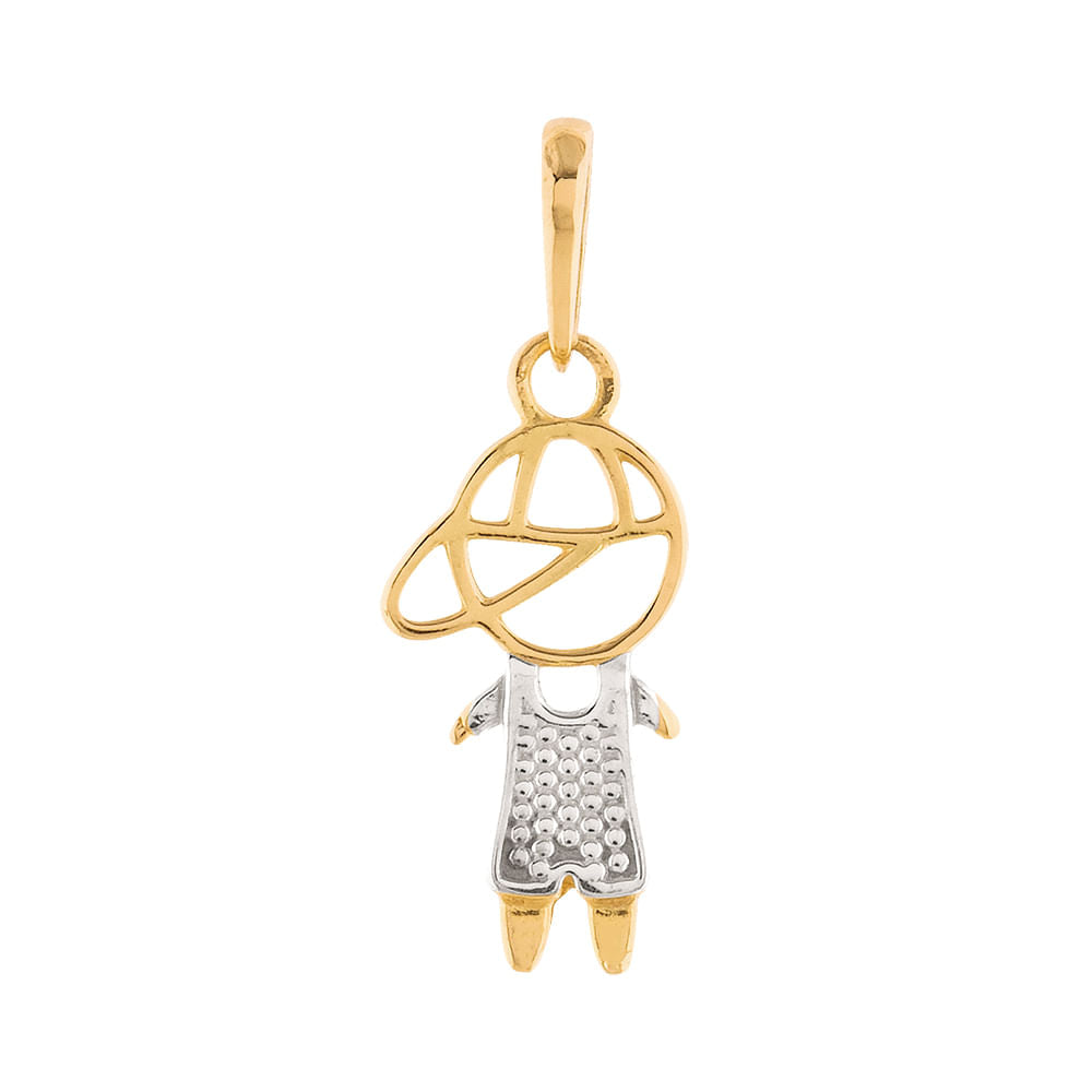 Pingente Menino Vazado Bicolor Ouro 18k 750