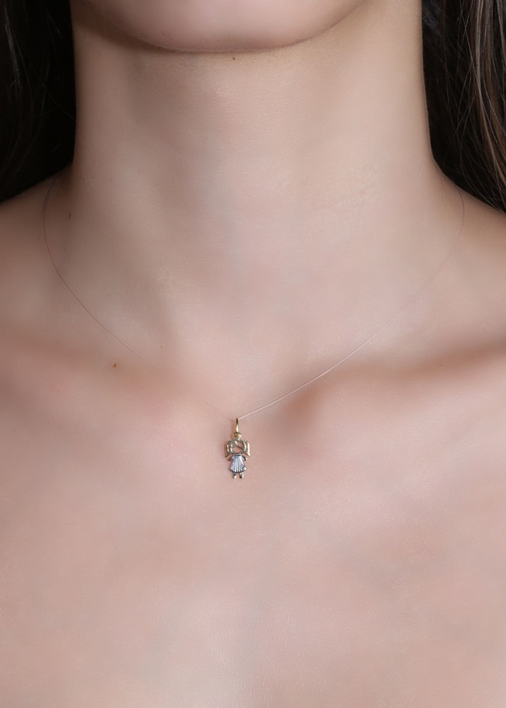 Pingente Menina Rodinada Ouro 18k 750