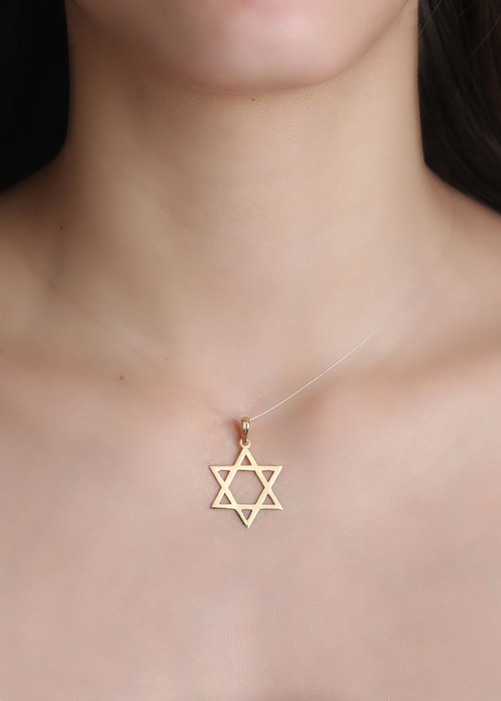 Pingente Estrela de Davi Lisa Ouro 18k 750